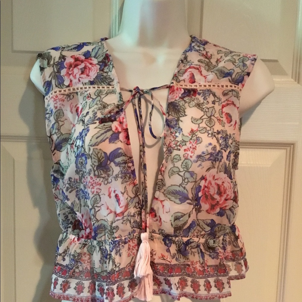 RAGA CROP TOP SHEER FLORAL MEDIUM